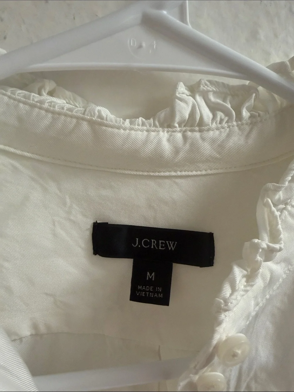 Classic White Ruffle Collar blouse size M